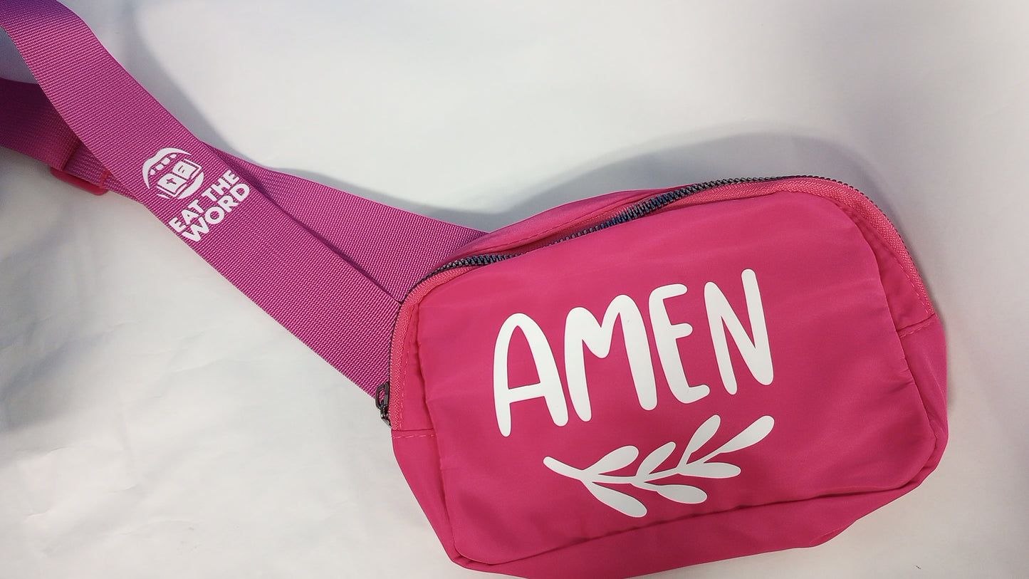 Pink "Amen" Fashion Sling Belt Bag – Crossbody & Waist Pack | Eat The Word Apparel