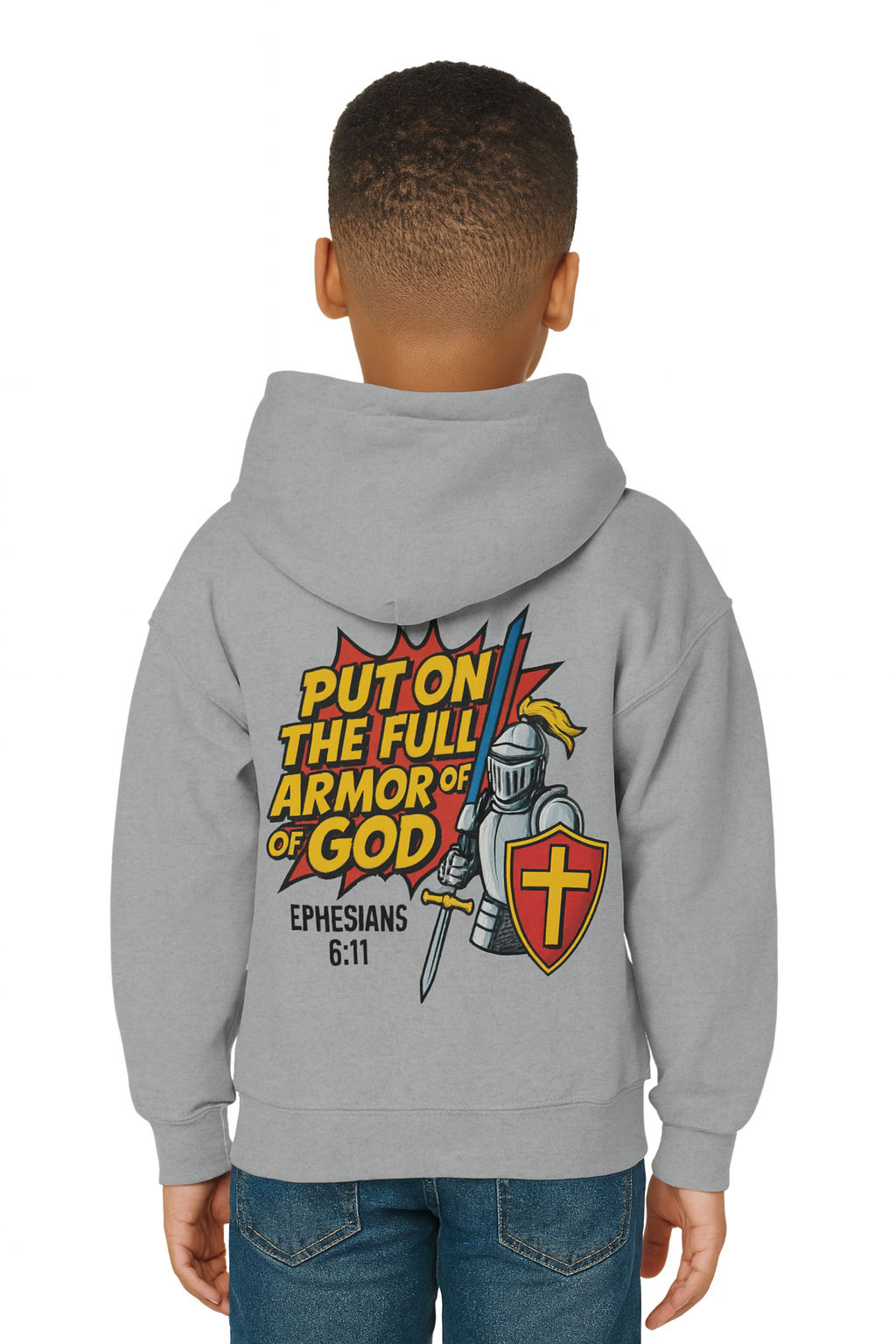 Kids “Full Armor of God” Hoodie | Christian Children’s Faith Hoodie – Ephesians 6:11