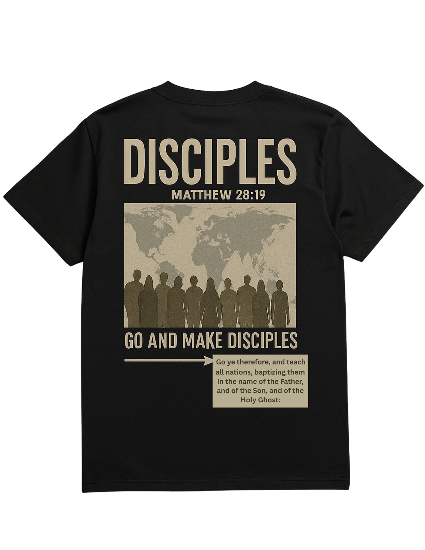 Go and Make Disciples” Christian T-Shirt Black – Matthew 28:19 Faith Apparel