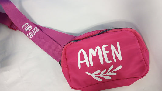 Pink "Amen" Fashion Sling Belt Bag – Crossbody & Waist Pack | Eat The Word Apparel