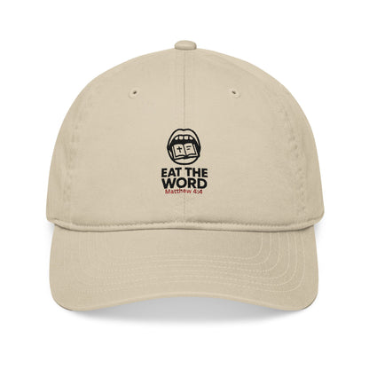 Embroidered Organic Baseball Cap - 'Eat The Word' Design for Faith & Style