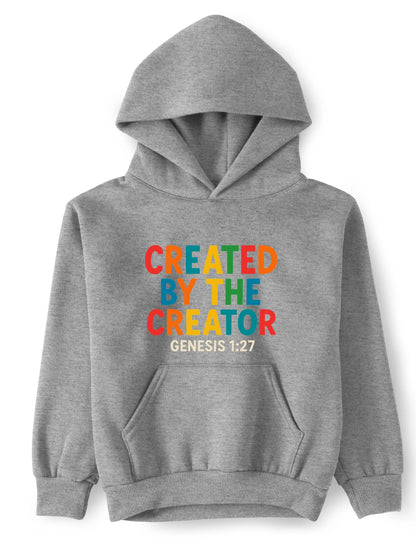 Created by the Creator Kids Hoodie – Colorful Christian Design | Genesis 1:27 | Eat The Word Apparel