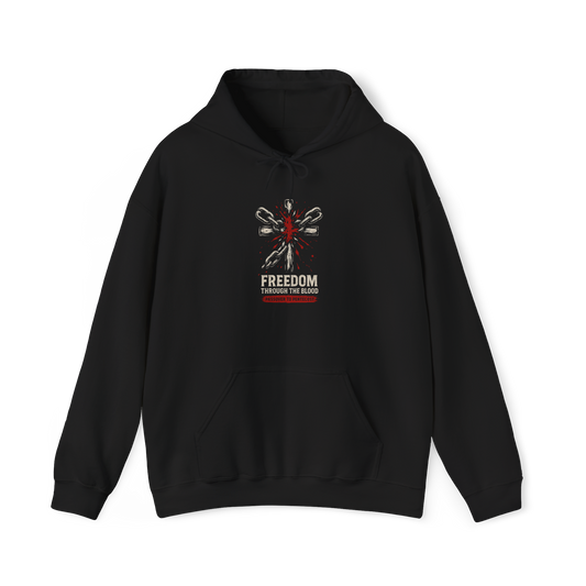 Freedom Through the Blood Hoodie – Christian Passover to Pentecost Apparel | Broken Chains Bold Faith Hoodie
