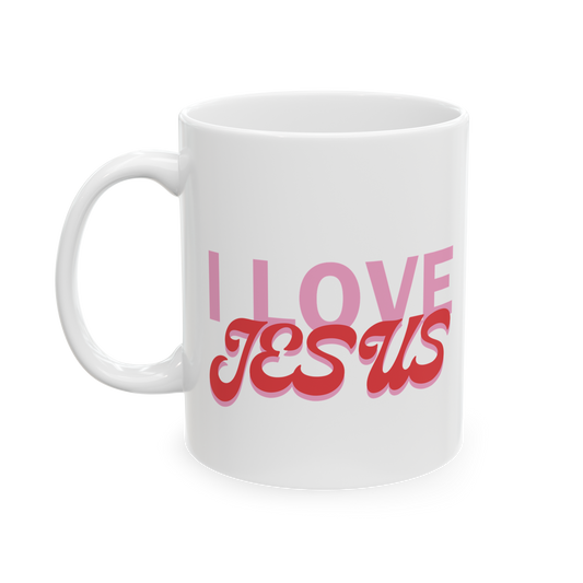 I Love Jesus Ceramic Mug – 11oz Christian Coffee Cup | Faith-Based Gift for Believers